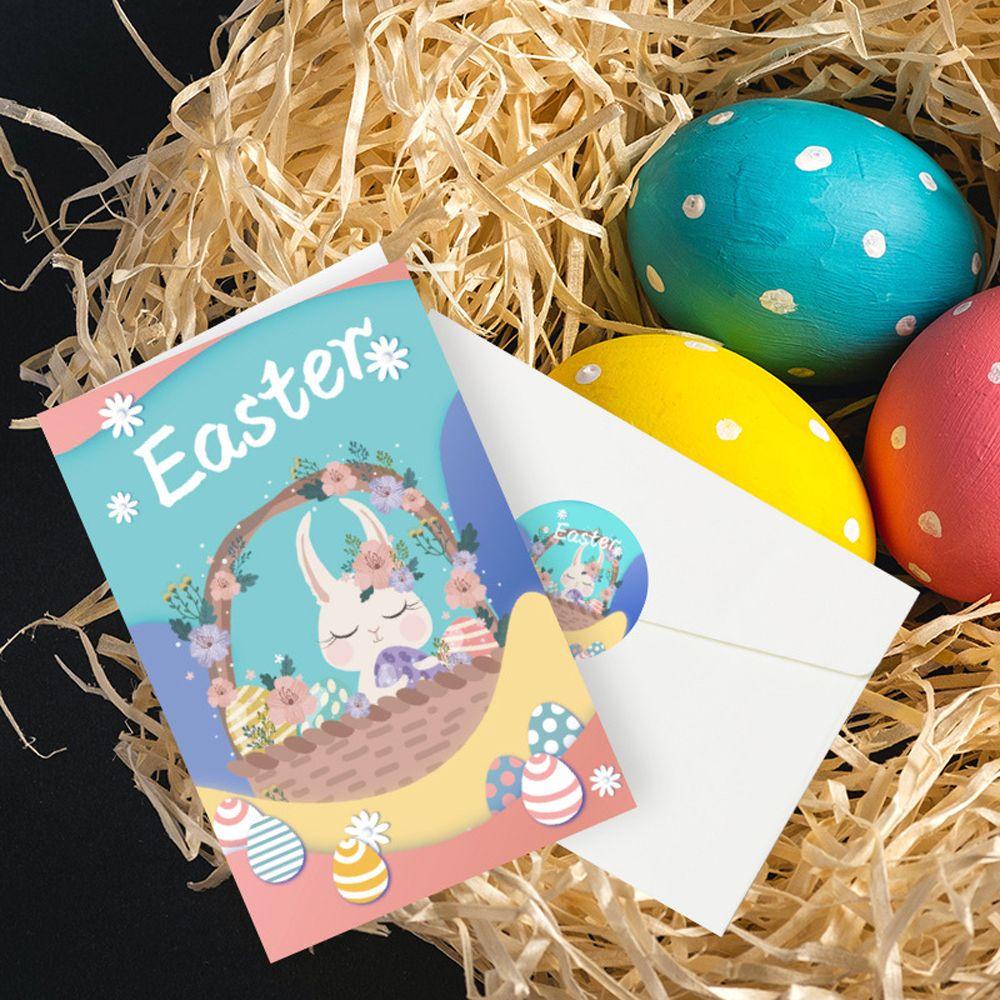 R-flower 6PCS Kartu Ucapan Paskah Happy Easter Rabbit Telur Paskah Paper Card