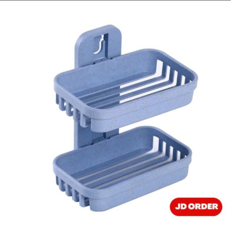 TEMPAT SABUN 2 SUSUN/ TEMPAT RAK SABUN PLASTIK RAK SABUN TEMPEL 2 SUSUN TERMURAH MAKASSAR