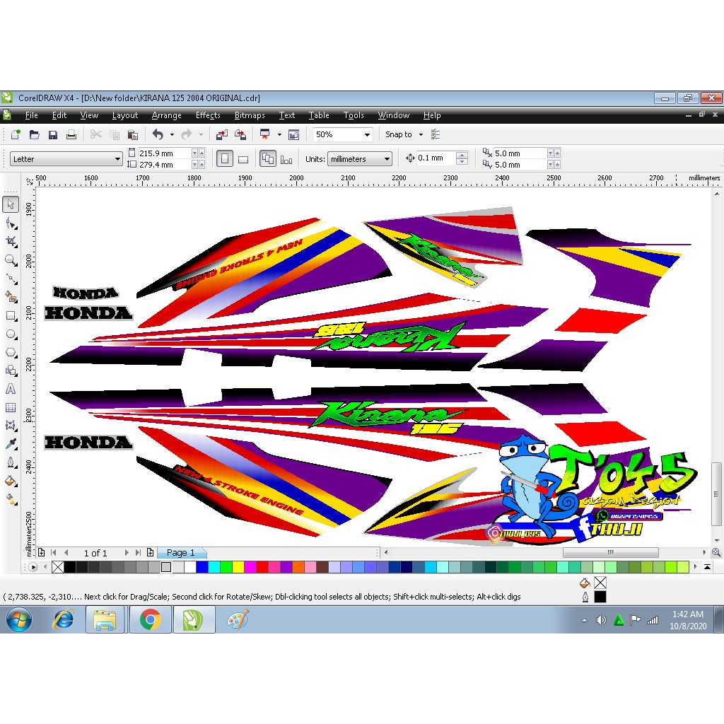 Sticker striping honda kirana 125 2004 motif ori