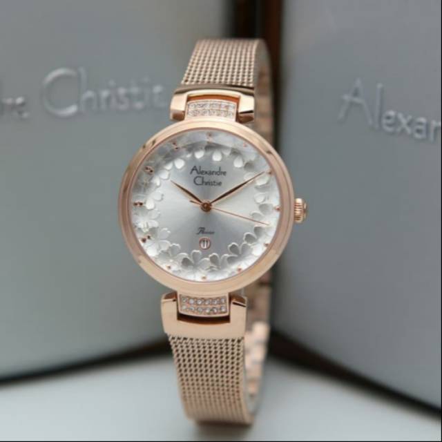 Jam wanita ALEXANDRE CHRISTIE AC2756 ROSEGOLD PUTIH