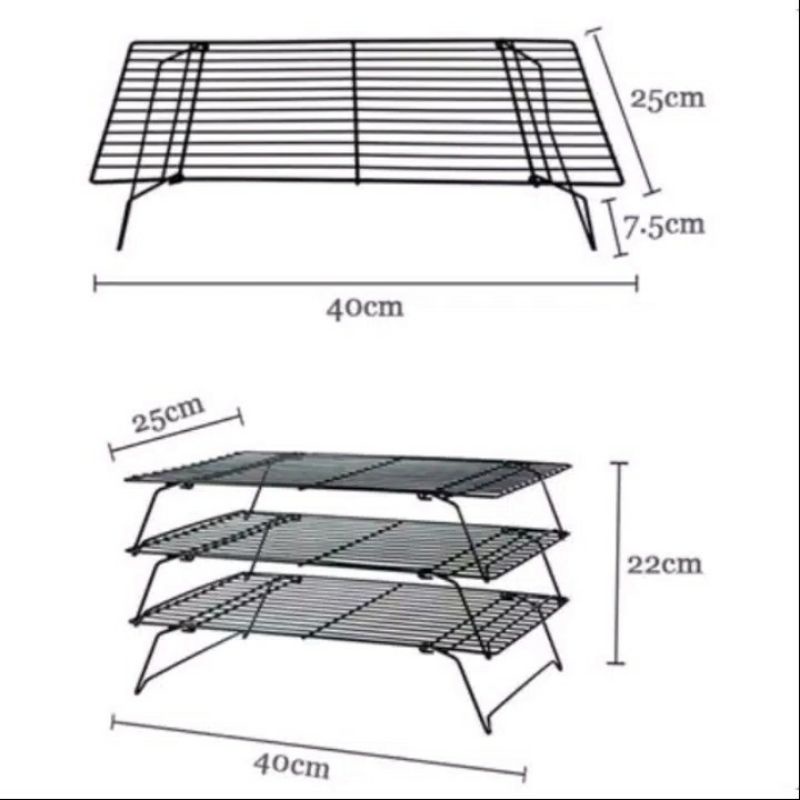 Rak Pendingin Kue Susun 3 Tier Cooling Rack Stackable Cake Cookis Anti Lengket Dan anti Karat