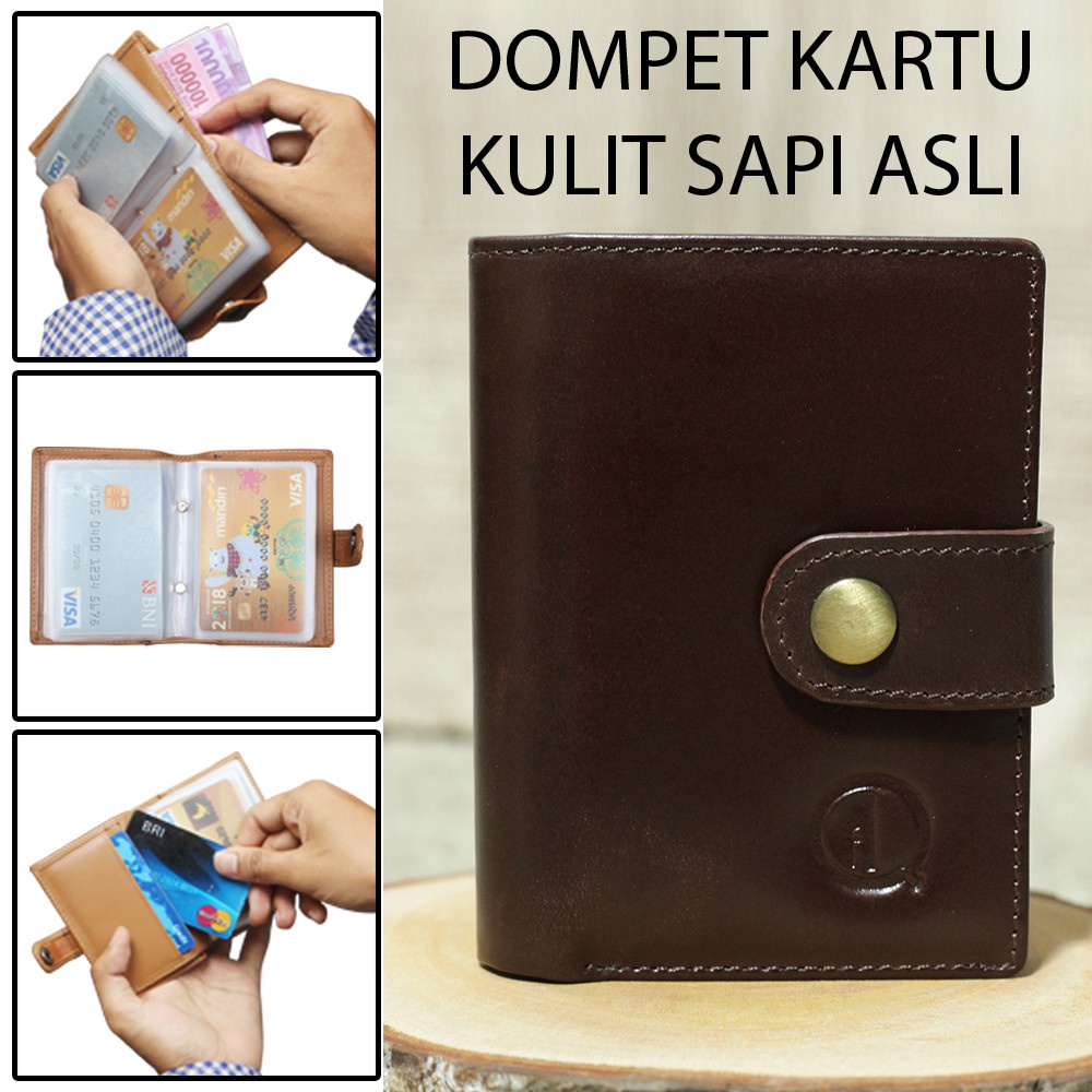 Dompet Kartu Mini Kulit Sapi Asli 16 Slot Card Slot Buat Simpan Uang Original Qi Leather - CH03