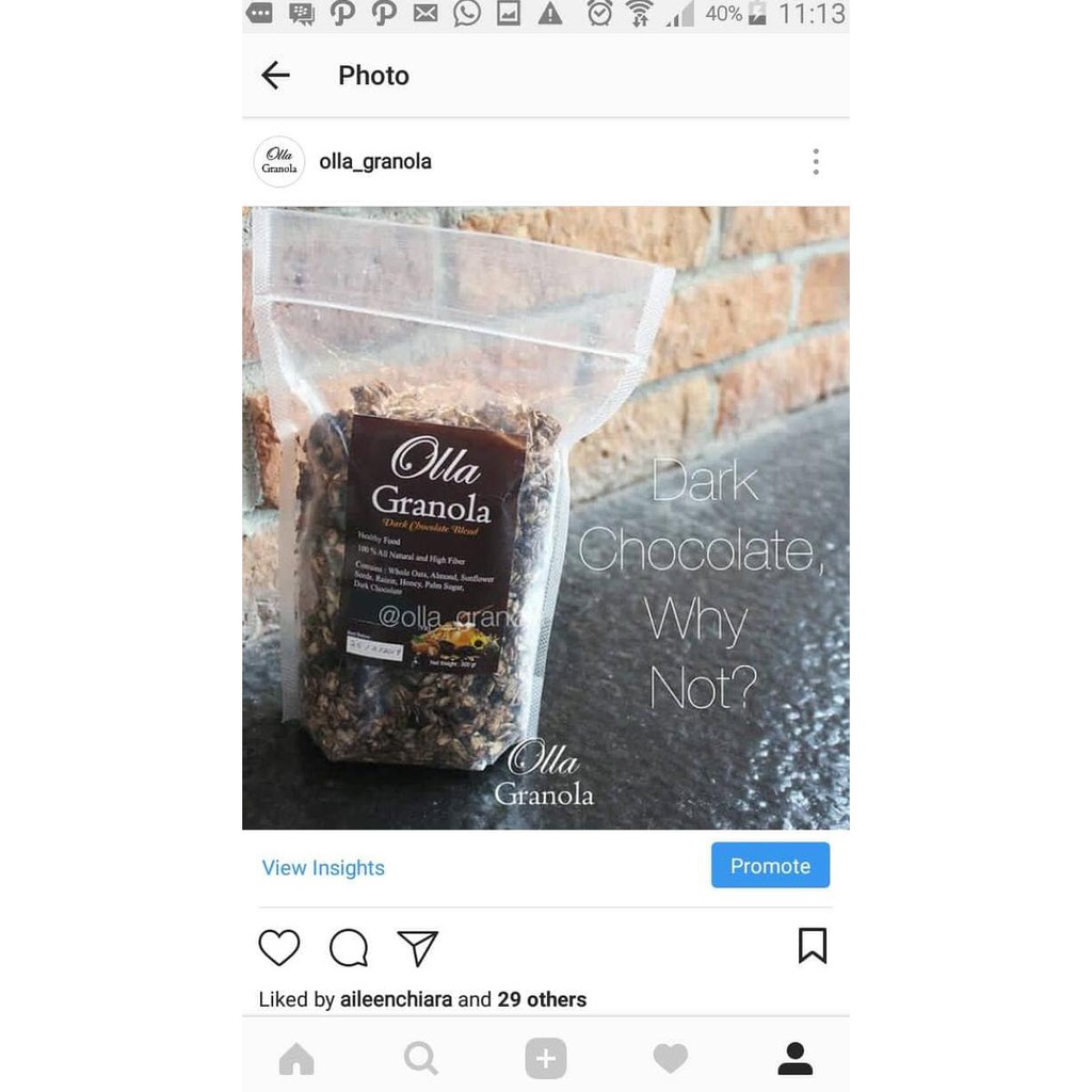 

Ms490 Olla Granola Dark Chocolate 500Gr / Healthy Snack Muesli Diet Sehat S5A9