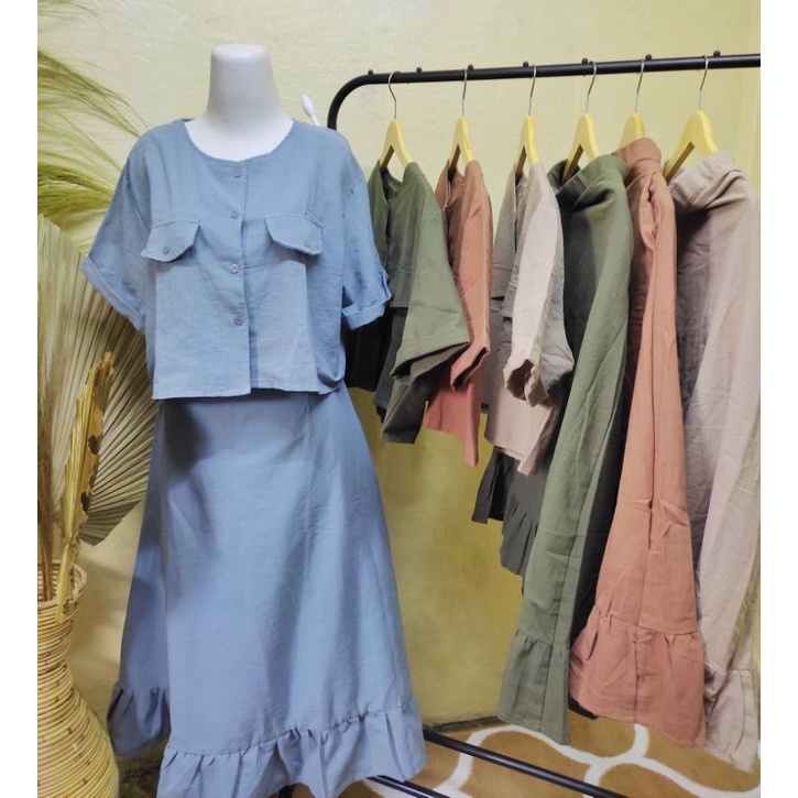 set atasan bahan linen