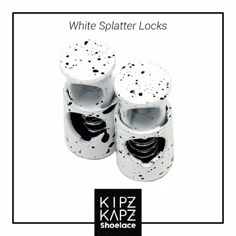 KIPZKAPZ SHOE LOCK LACE / LACE LOCK WHITE SPLATTER METAL - KUNCI TALI SEPATU LOCK LACES