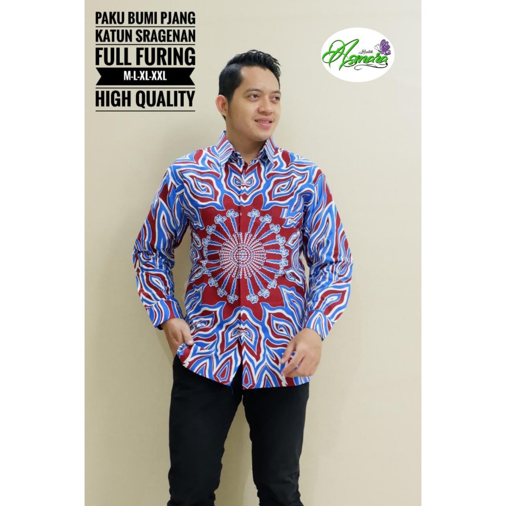 PAKU BUMI ASMARA BATIKSOLOAMANAH BAJU KEMEJA BATIK SOLO PRIA LENGAN PANJANG PENDEK LAPIS FURING ATASAN BATIK PREMIUM MODERN KATUN HALUS GIYANDRA IJO SUJIWO KLASIK MAJALAYA AKAR PUTIH KAWUNG SEJAGAT PANCASONA BIRU TIRTA KUNING TIRTA MERAH BAGASWARA MERAH