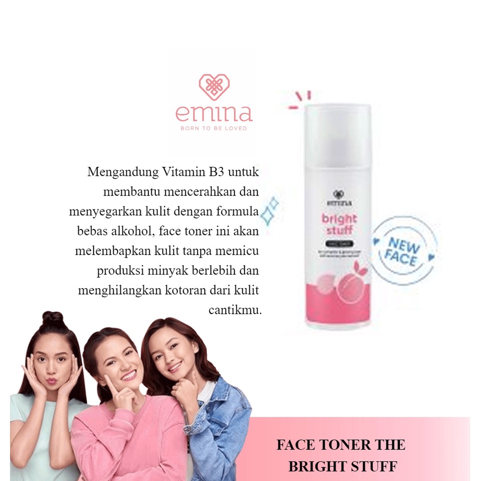 Emina Bright Stuff Face Toner 100ml Toner Wajah Cerah Glowing Anti Kusam RUMAH CANTIK