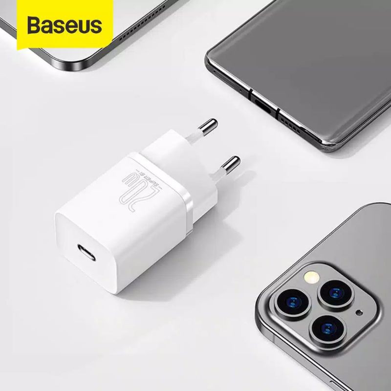 KEPALA CHARGER TYPE C PD BASEUS ORIGINAL QUICK CHARGER 20W IPHONE 12 ORIGINAL