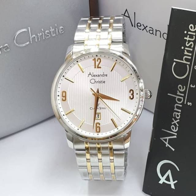 JAM TANGAN PRIA ALEXANDRE CHRISTIE AC 8327 SILVER ROSEGOLD ORIGINAL