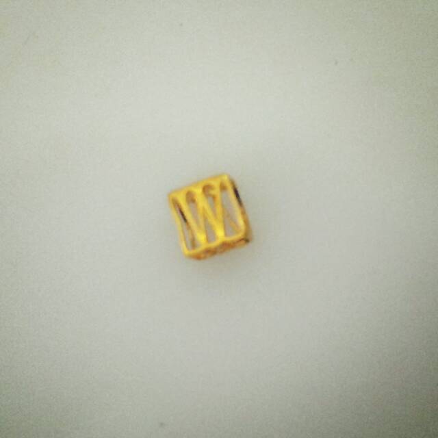 Liontin emas asli kadar 875 huruf w kotak kecil