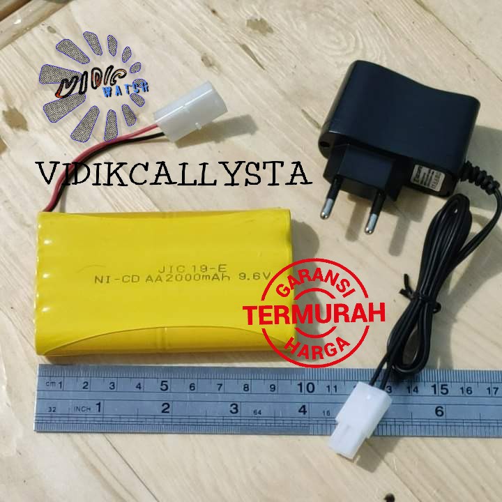 Paket Baterai NiCd RC AA 2000mAh 9.6V Model 2 Socket Putih isi 8 BATRE MOBIL REMOT RC ISI 8