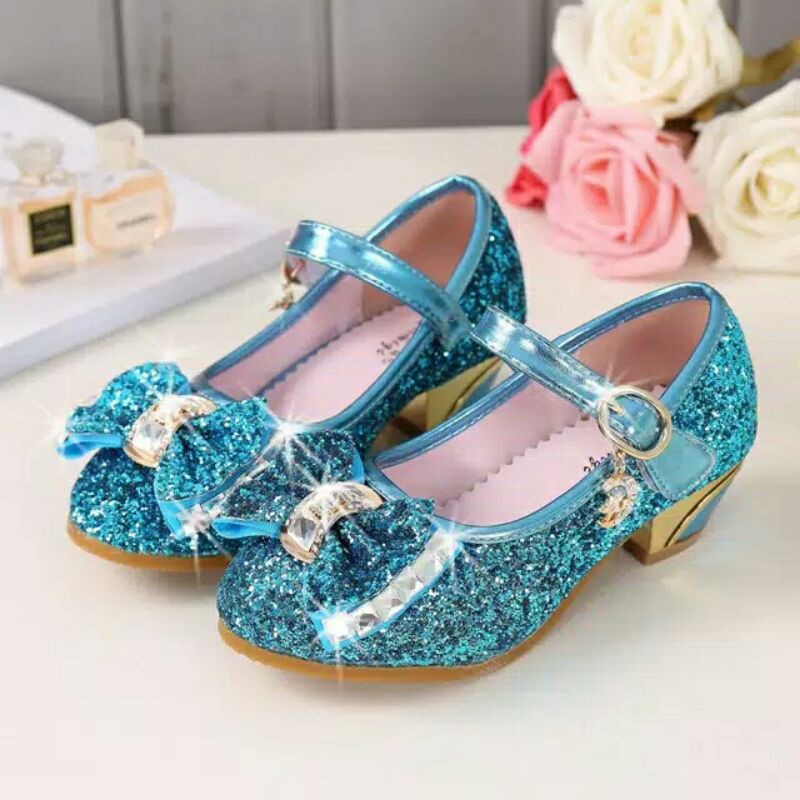 SEPATU PRINCESS FROZEN ANAK 26-35 / HAK HEELS SEDANG / SEPATU PESTA ANAK