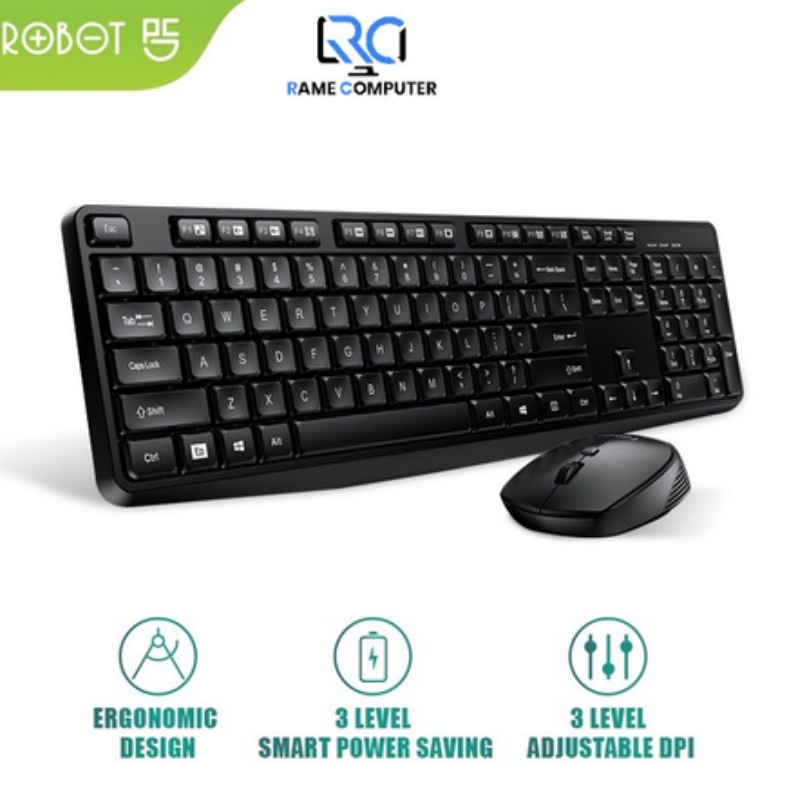 ROBOT KM3100 Keyboard Plus Mouse Portable Mini Wireless Set Combo Keyboard and Mouse Garansi Original Resmi 1 Tahun