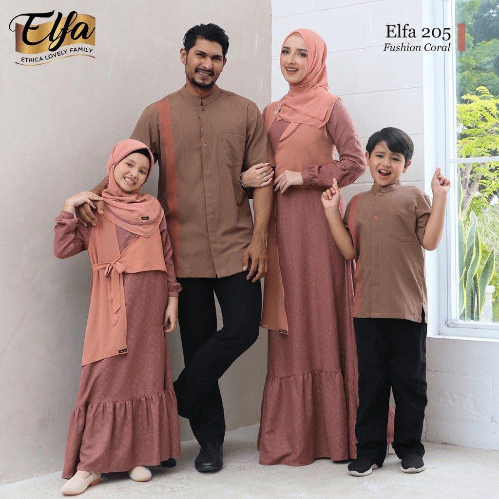 Elfa 205 Fushion Coral Sarimbit Ethica Koko Kahfi 176 126 Gamis Kagumi 208 89 Anak Kids Dewasa
