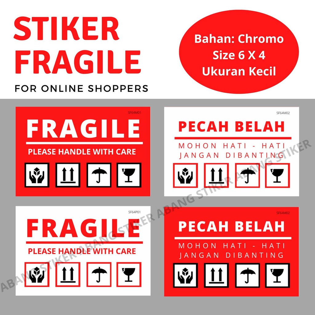 

Stiker Fragile 4 Simbol 6 x 4 cm