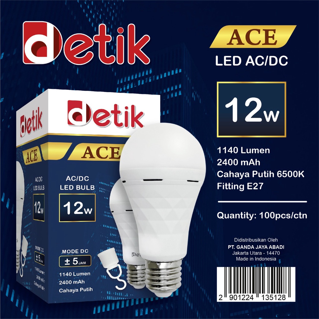 DETIK Ace AC/DC LED Bulb 9 Watt , 12 Watt &amp; 18 Watt