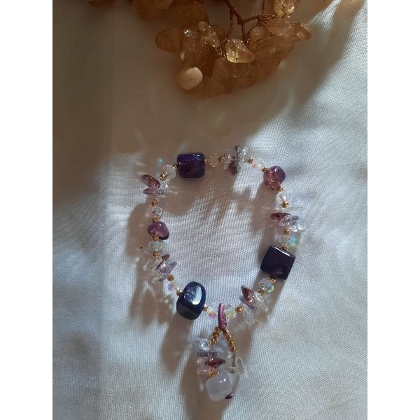 Gelang swarovski mix batu ungu /gelang kristal ungu