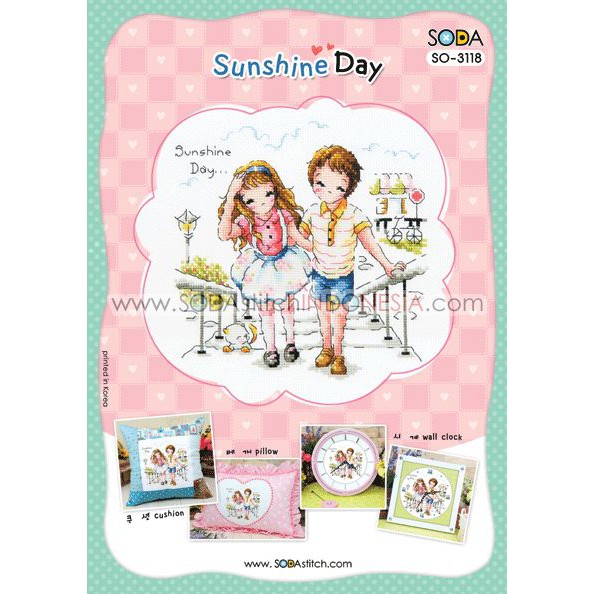 Paket DIY Craft Sulam Kristik Strimin Cross Stitch Sodastitch SO-3118 - Sunshine Day Korea Couple