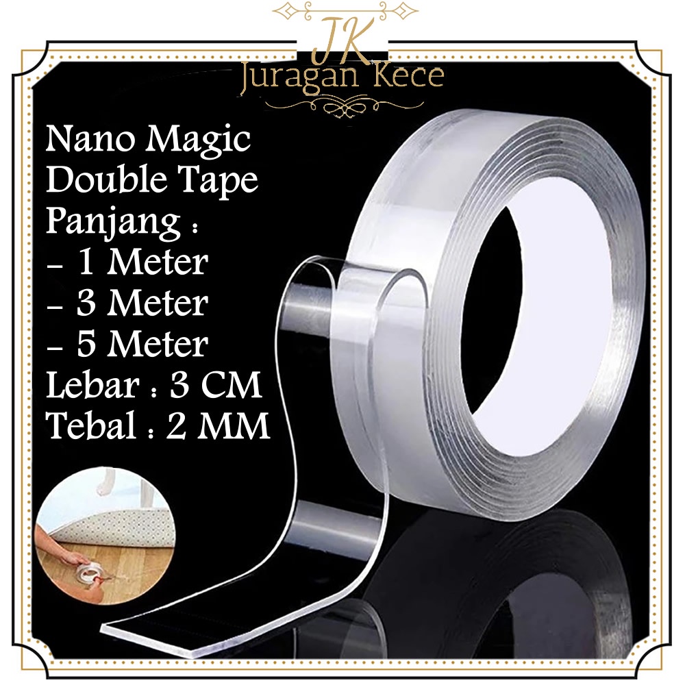 

Double Tape Nano Isolasi Waterproof 2 Sisi Perekat Elastis Grip Tape Super Kuat Selotip Washable