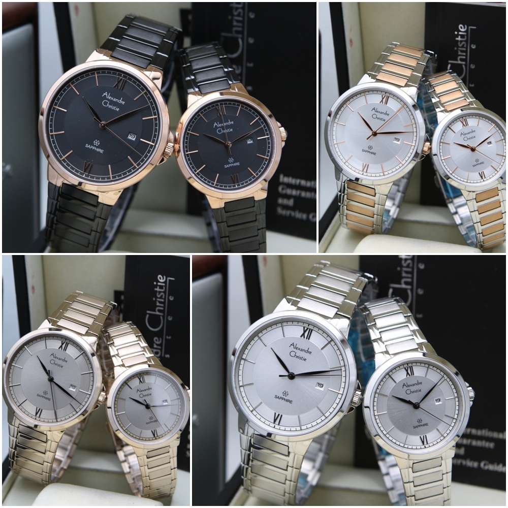 Jam Tangan Pria Wanita Pasangan Alexandre Christie AC 8537 MD LD Original