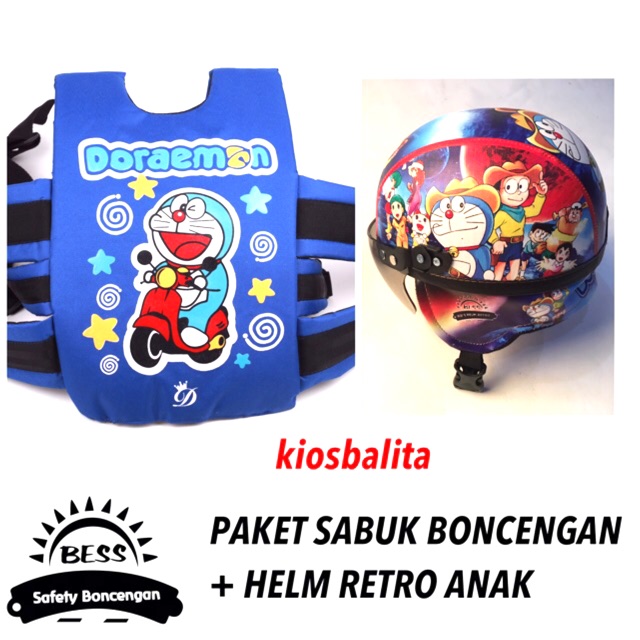 PAKET SABUK BONCENGAN ANAK + HELM RETRO ANAK