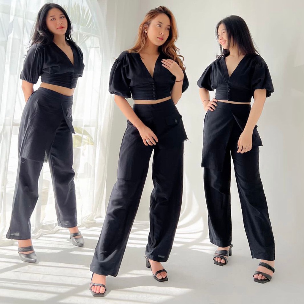 KULOCY SET / Top Linen / Pant Linen-Black