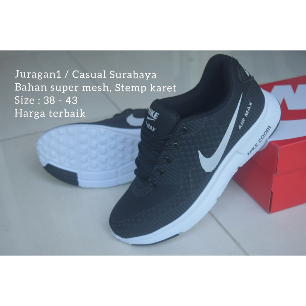 BELI 2 ONGKIR 1 !!! Sepatu Nike Airmax Grade Ori Hitam Putih - Pria Wanita