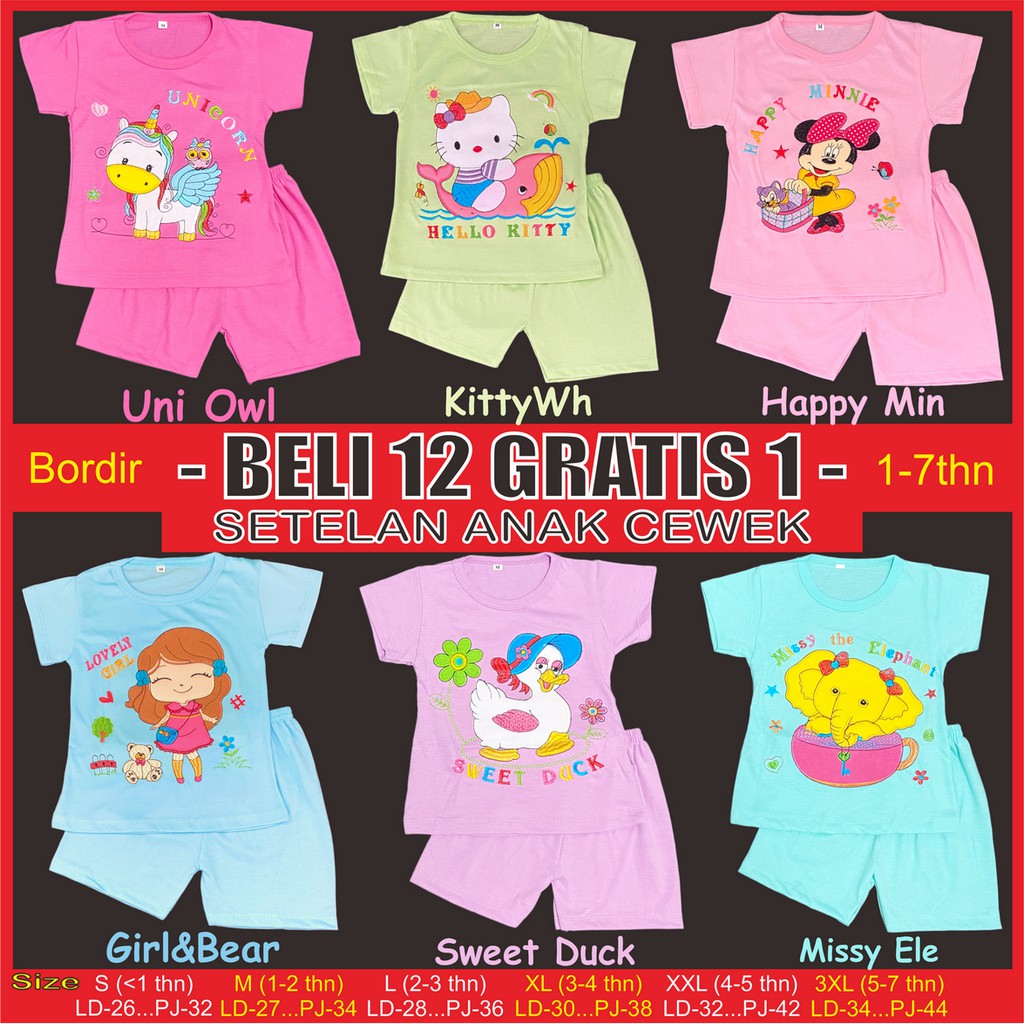 RAINBOW SETELAN / SET BAJU ANAK CEWEK 1 - 7 TAHUN &quot;BORDIR SERIES PART 5&quot;