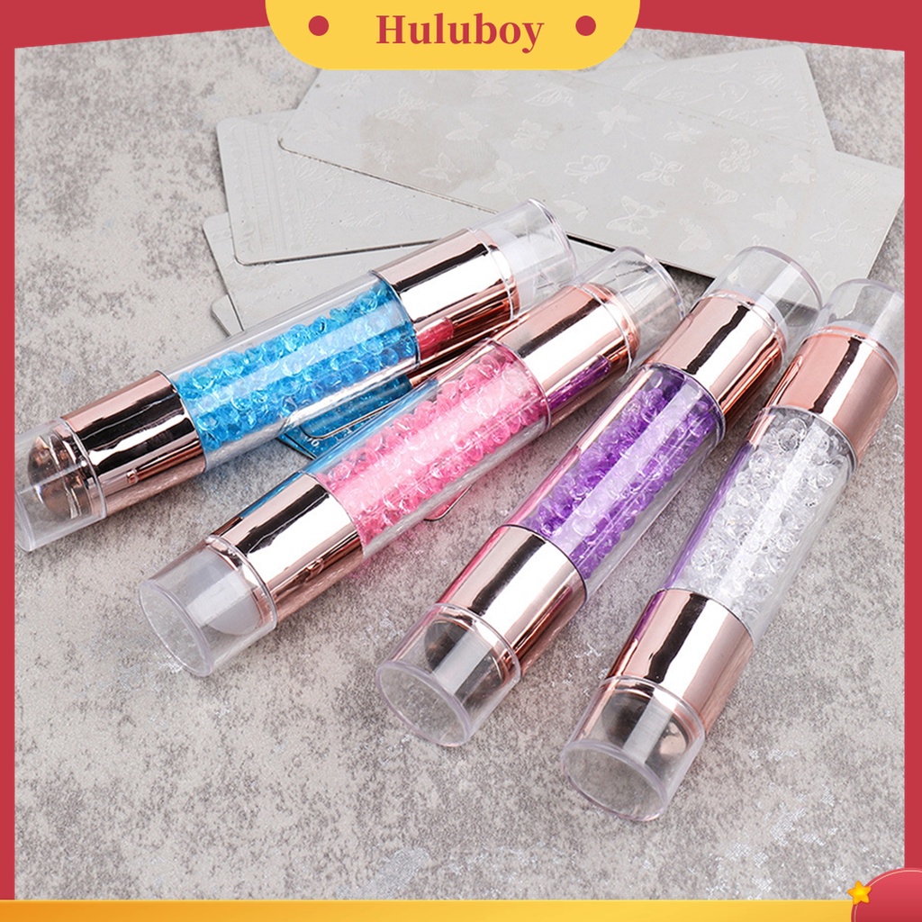 Huluboy Huluboy♡ Stempel Kuku Dua Sisi Bahan Silikon Dengan Scraper Untuk Manicure