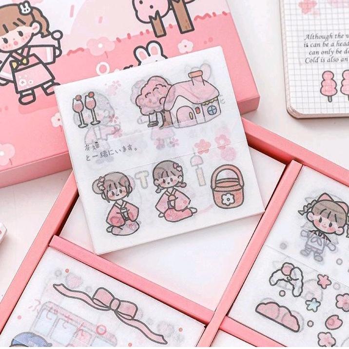 

Terbaru! 50/100 lembar sticker dengan box Happy Day bahan PVC untuk scrapbook/Tumbler 팝