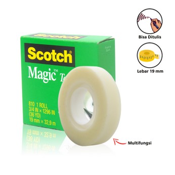 

3M Scotch Magic Tape 810 Ukuran 18 mm X 36 Yd