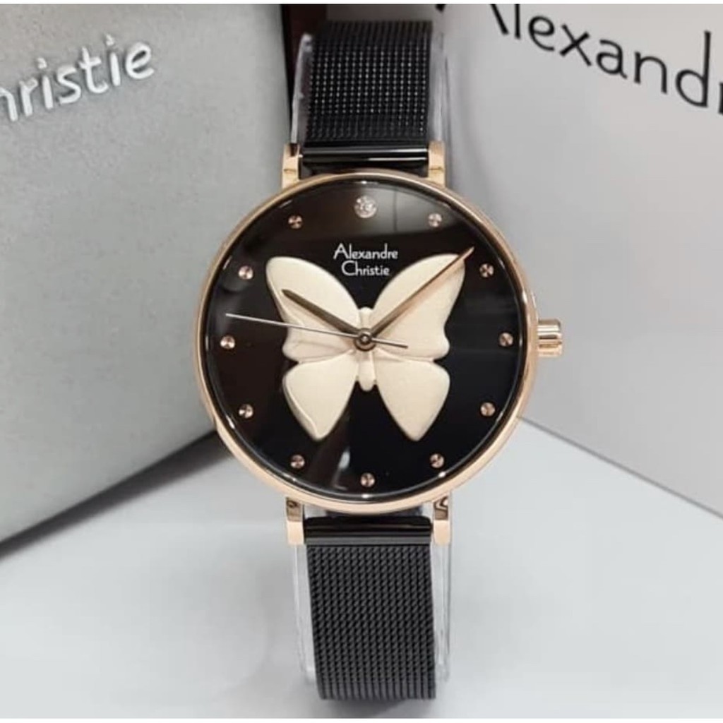 Jam Tangan Wanita Alexandre Christie 2850 AC2850 AC 2850 Black Original Garansi