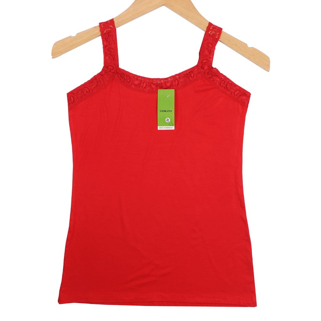 Termurah Tanktop Renda Wanita Harga Murah All Size Tengtop Cewek Camisol Tali Renda Tentop Dalaman-Merah Premium