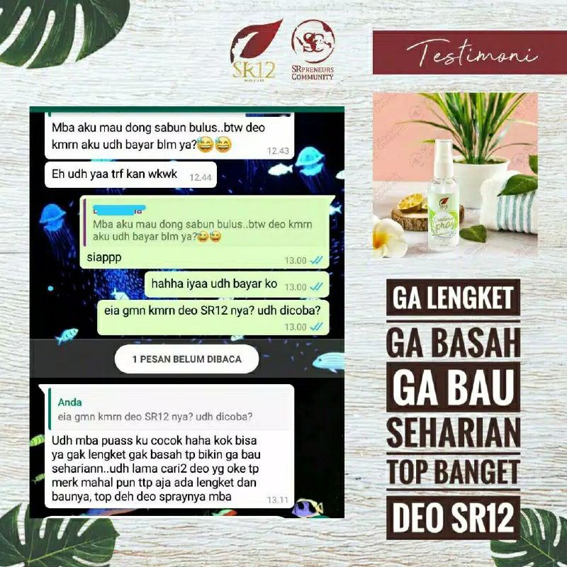 Paket Body Care SR12 Perawatan Tubuh Melembabkan Menghaluskan Mencerahkan Kulit dan Bebas Bau Badan