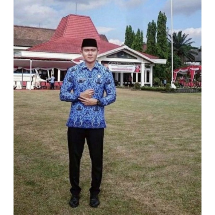 Kemeja Seragam Batik Dinas PNS Seragam Korpri Pria Kuning Biru Jumbo Best Quality