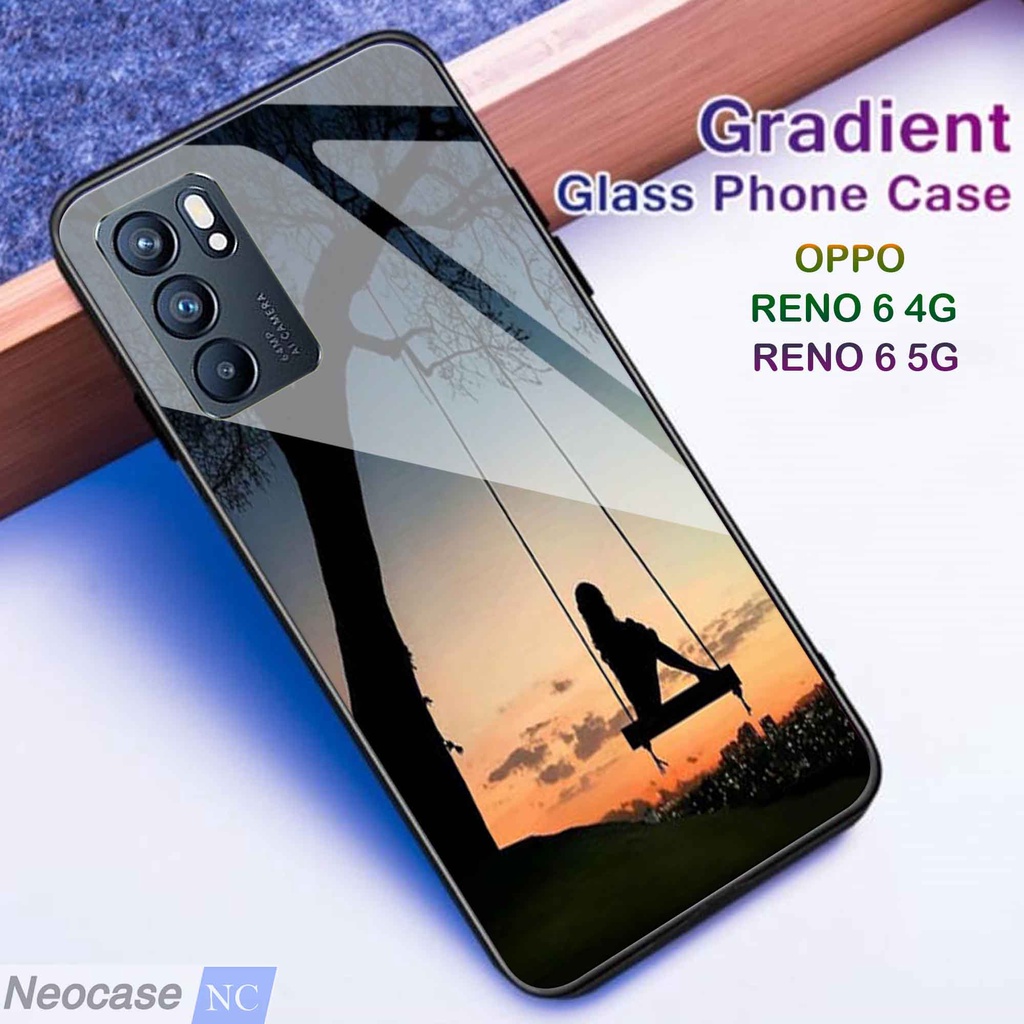 [N28] Softcase Glass Kaca Oppo Reno 6 4G 5G - Case Hp Oppo Reno 6 4G 5G - Casing Hp Oppo Reno 6 4G 5G