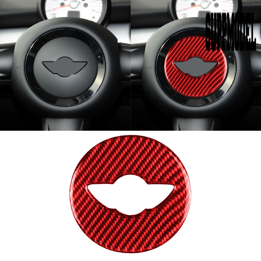 Stiker Cover Setir Mobil Bahan Karbon Fiber Warna Merah Untuk Mini Cooper Countryman F60