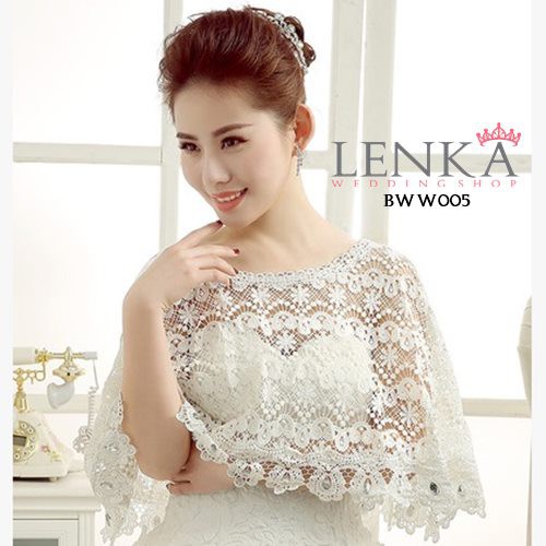 [PRODUK TERMURAH] BOLERO RENDA LACE AKSESORIS PENGANTIN WANITA PUTIH BWW005