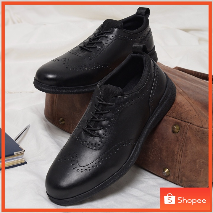 Sepatu Kulit Sapi Asli - Sepatu Formal Pria Casual Sepatu Pantofel Hitam Pria Tali Semi Formal Kerja Kantoran Pantopel Oxford Original