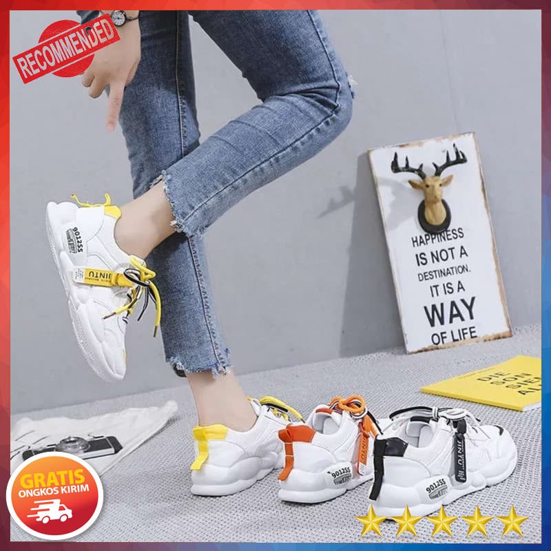 Sepatu Sneakers Wanita Sport Shoes Sepatu Kets Sepatu Sneakers JINTU PANDA - putih hitam 40