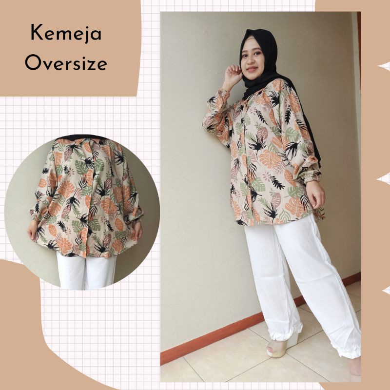 Venyastore Kemeja Oversize Motif bahan rayon twill dan viscose adem busui friendly