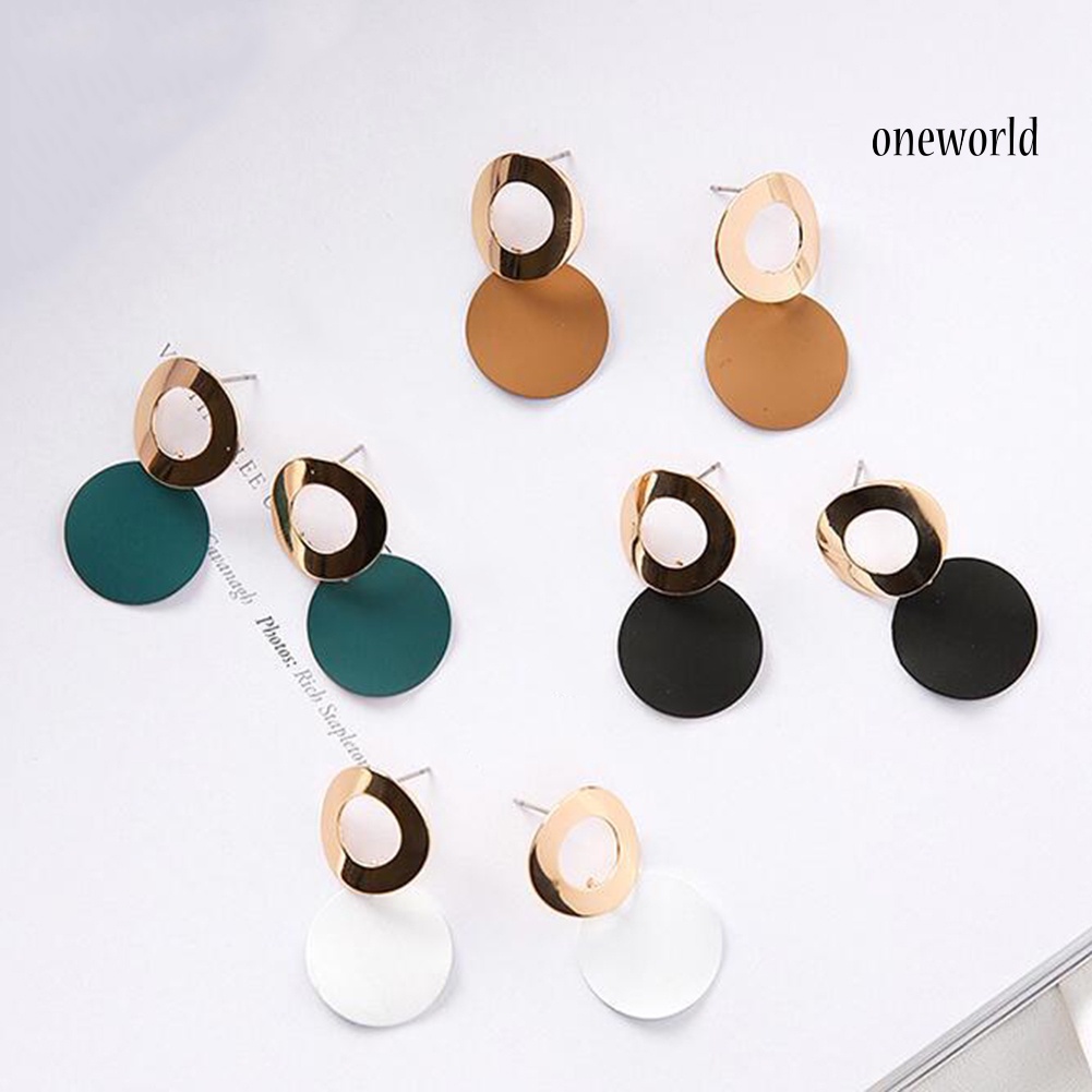 OW@ Party Women's Simple Hollow Out Round Drop Dangle Stud Earrings Jewelry Gift