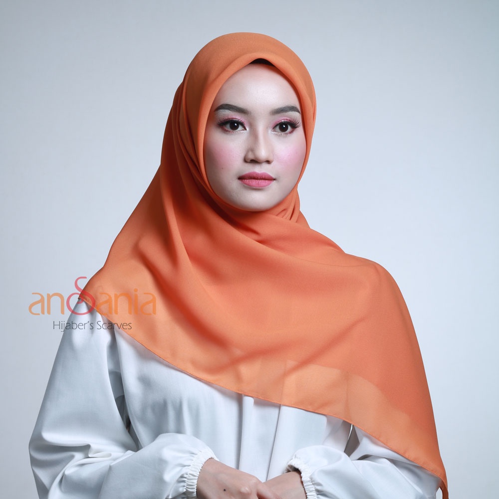Ansania - Hijab Bella Square Ansania Kerudung Segi Empat Polos Seri Warna A / Xtra - Jilbab Pollycotton Premium Kerudung Segi Empat Hijab-Sunkist / xtra