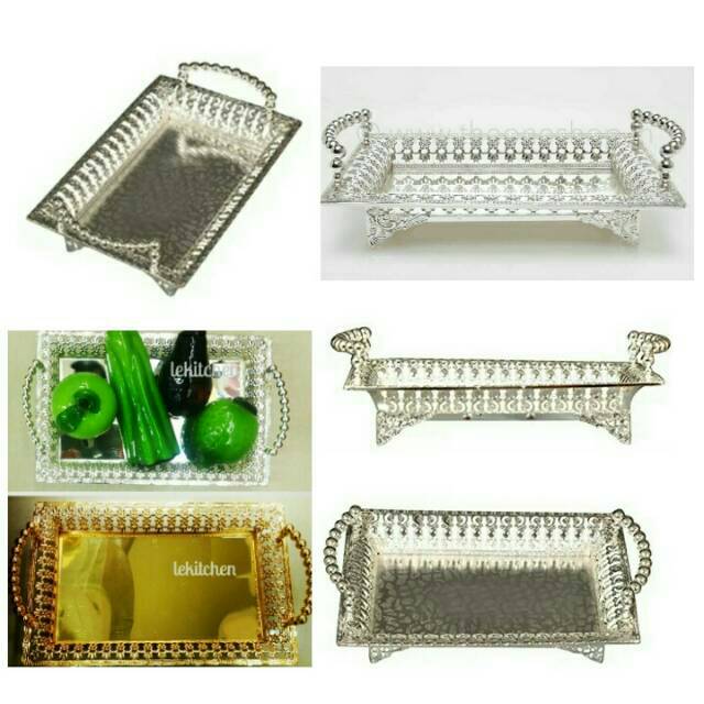 Nampan Kuningan wadah saji perak dan emas