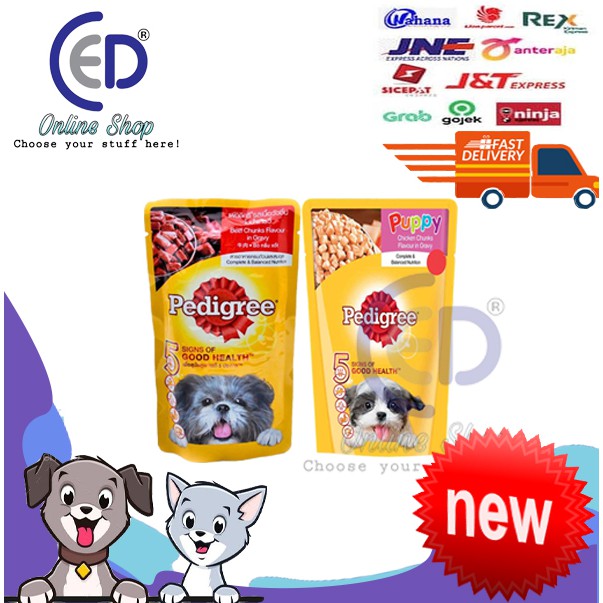 Makanan anjing pedigree pouch 130gr all varian