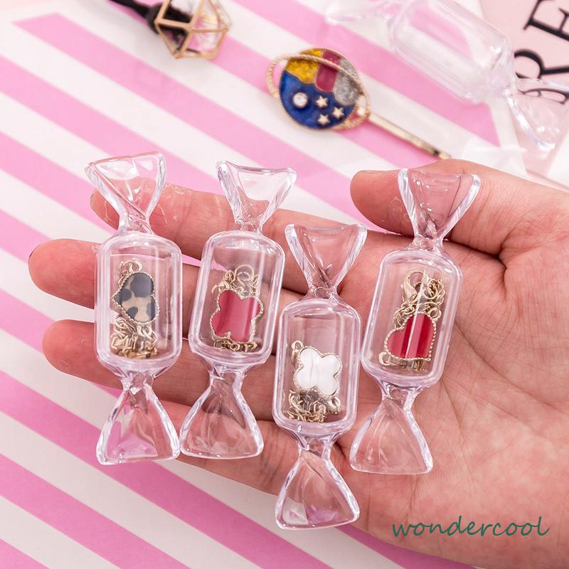 Permen Kreatif Kotak Penyimpanan Transparan Mini Portable Ring Earrings Jewelry Kotak Obat -Won