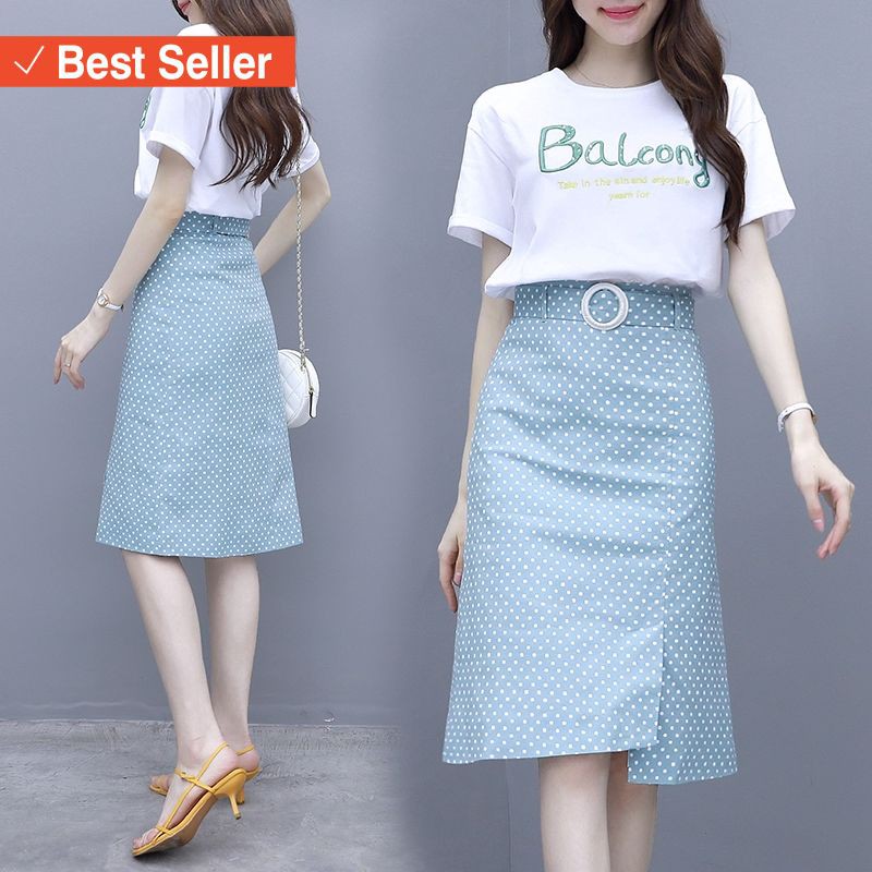  Kaos  Wanita  Korea Style Keren Terbaru 2021  Set 2Pcs Kaos  