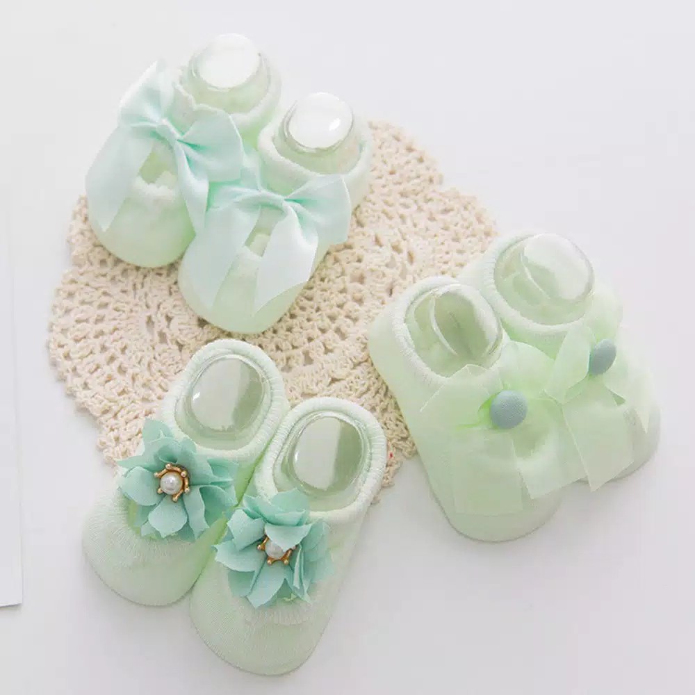 3 pasang kaos kaki bayi model pita 3in1 balerina sock baby import 0-1 tahun