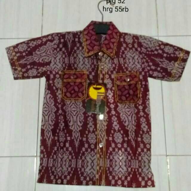 batik kemeja hem anak cowok cowo paud balita batita TK SD SMP remaja hijau merah coklat ungu jambi