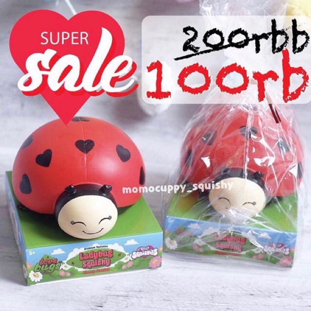 PROMO SQUISHY LICENSED ladybug by silly squishies ( Kepik merah slow)